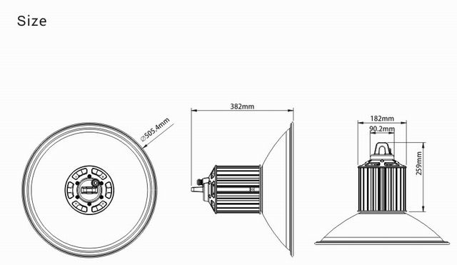 80w led bay light heat sink-sd80c size