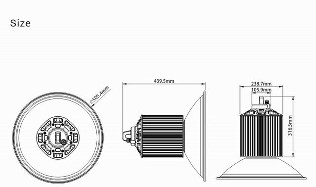 150w led bay light heat sink-sd150c size