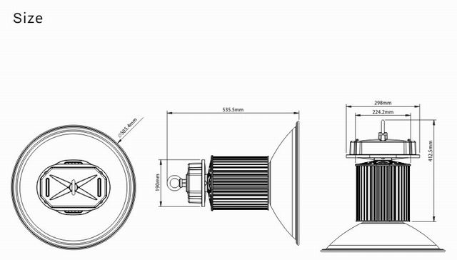 150W LED Bay Light Heat Sink-SD150D Size
