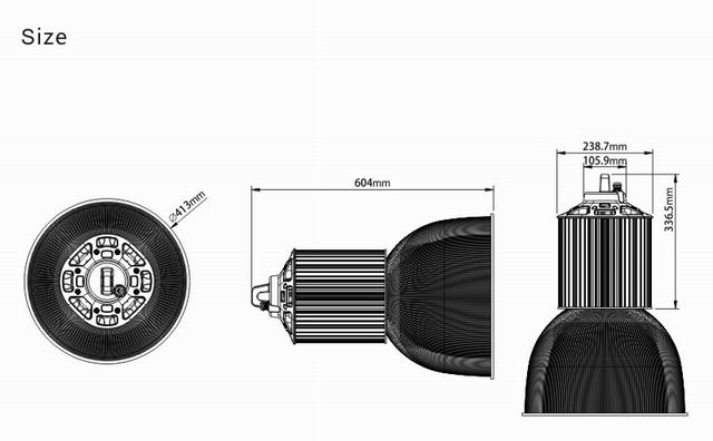 150w led bay light heat sink-sd150e size