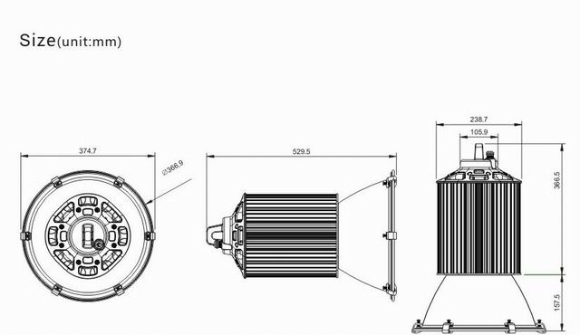200w led bay light heat sink-sd200f size
