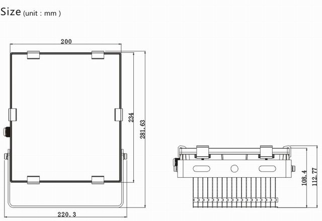 50w led flood light heat sink-sd50a size