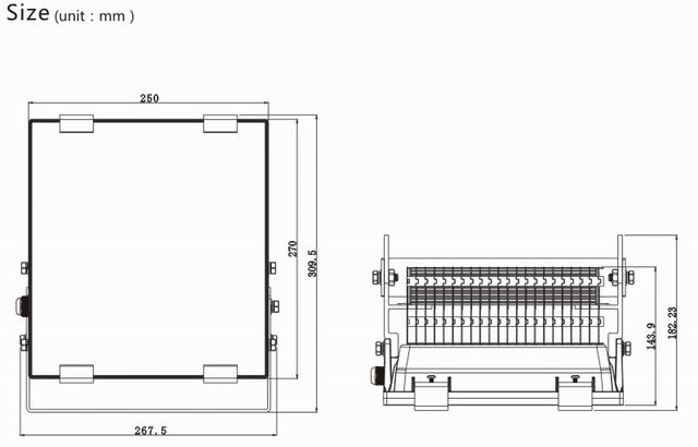100w led flood light heat sink-sd100a size