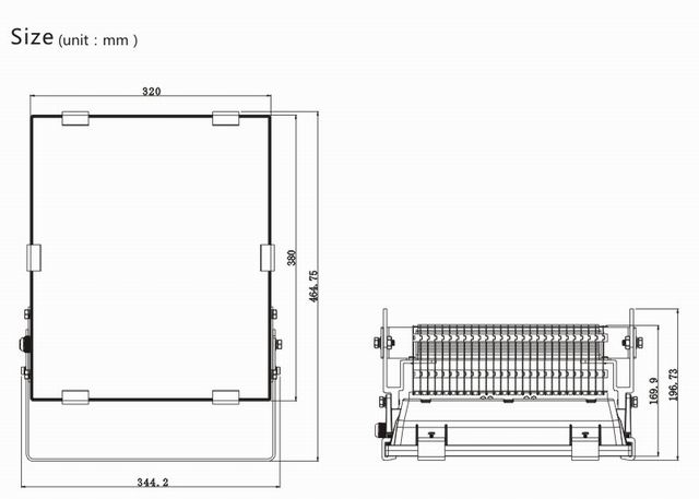 200w led flood light heat sink-sd200a size
