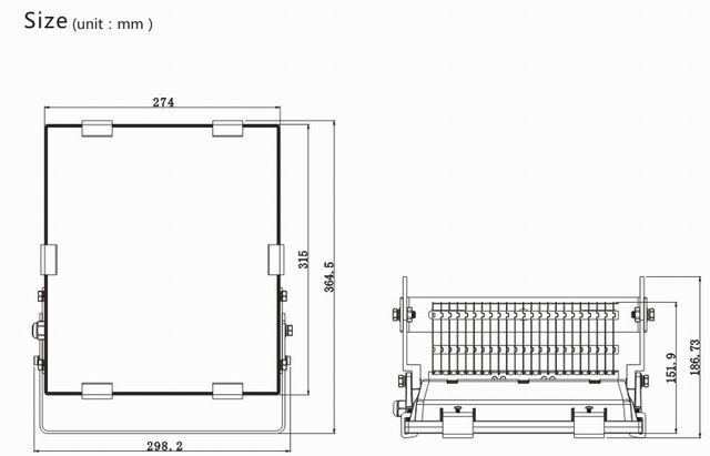 150w led flood light heat sink-sd150a size